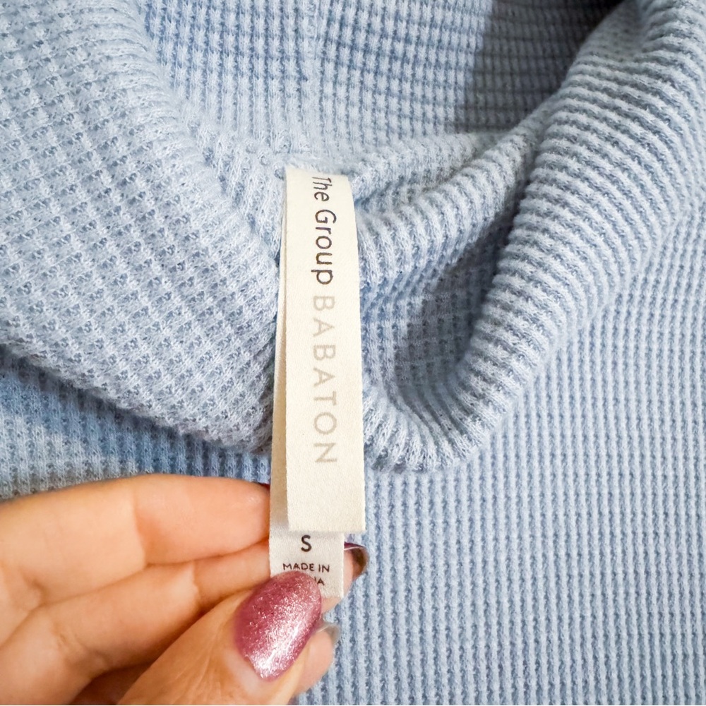 Women's Blue Turtleneck Sweater - Picture 4 of 5